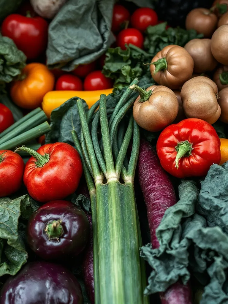 Close up of fresh organic vegetables from a local Milanese m