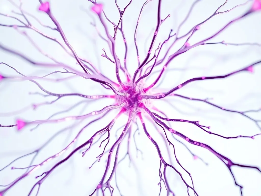 Microscopic view of neural connections, stylized as silver a